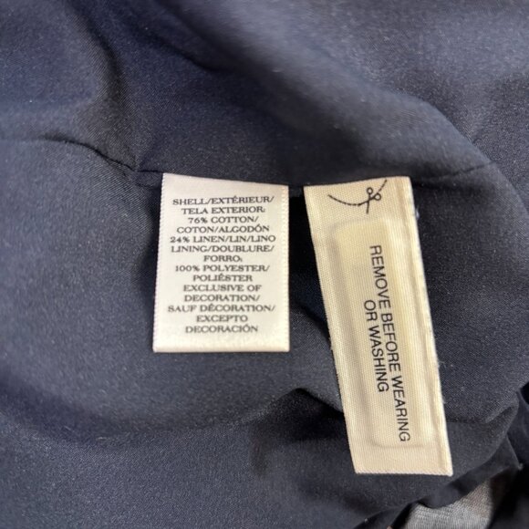 Ann Taylor Sheath Dress 0 Navy Blue Chambray Sleeveless V-Neck Pockets Women's - Picture 11 of 11